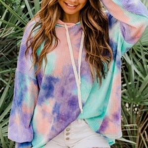 Waffle Tie Dye Pull Over